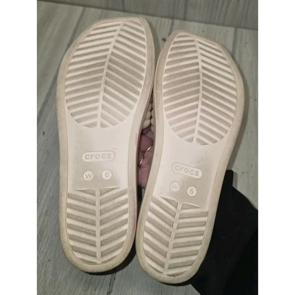 Crocs Women's Miami Slide Dew Size 6 Ribbed Cream Minimalist Summer Read